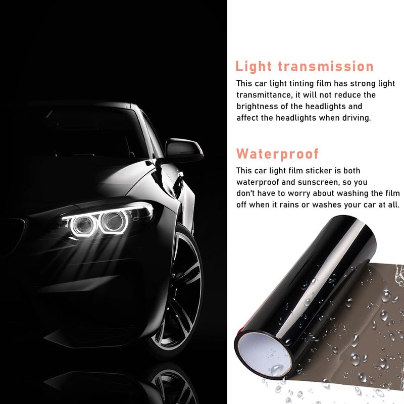 KVAEY Car Light Tint Film, 12×48 Inch Tint Vinyl Wrap Film Roll with Squeegee and Cutter, Self-Adhesive Film Sticker for Car Headlights Tail Lights Fog Lights, Car Accessories - Image 4